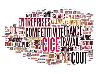 Crédit d'impôt pour la compétitivité et l'emploi (CICE)  Nuage de concepts liés isolé sur fond blanc