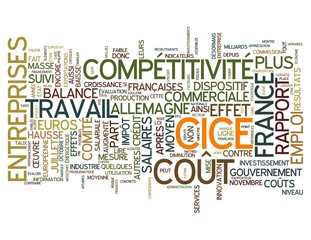 Crédit d'impôt pour la compétitivité et l'emploi (CICE)  - concepts liés isolé sur fond blanc