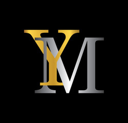 YM initial letter with gold and silver