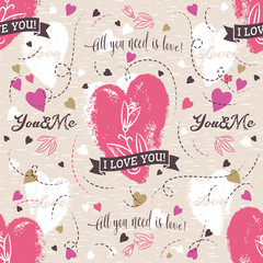 Background with  red valentine heart , flower, wishes text,  vec