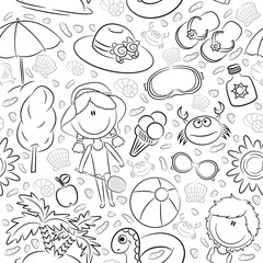 Summer beach seamless pattern