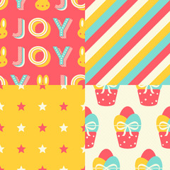 Collection of 4 retro seamless Easter patterns.