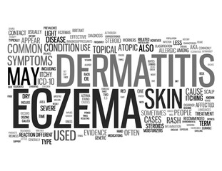Eczema related words isolated on white background