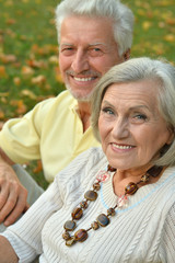 mature couple   in summer park