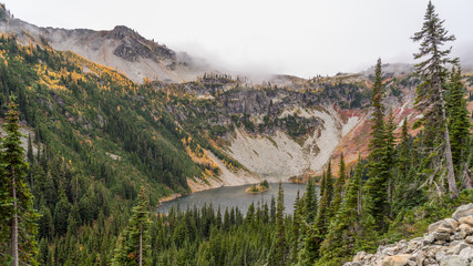 Small forest lake among the rocky mountains, HEATHER-MAPLE PASS LOOP TRAIL, Washington state
