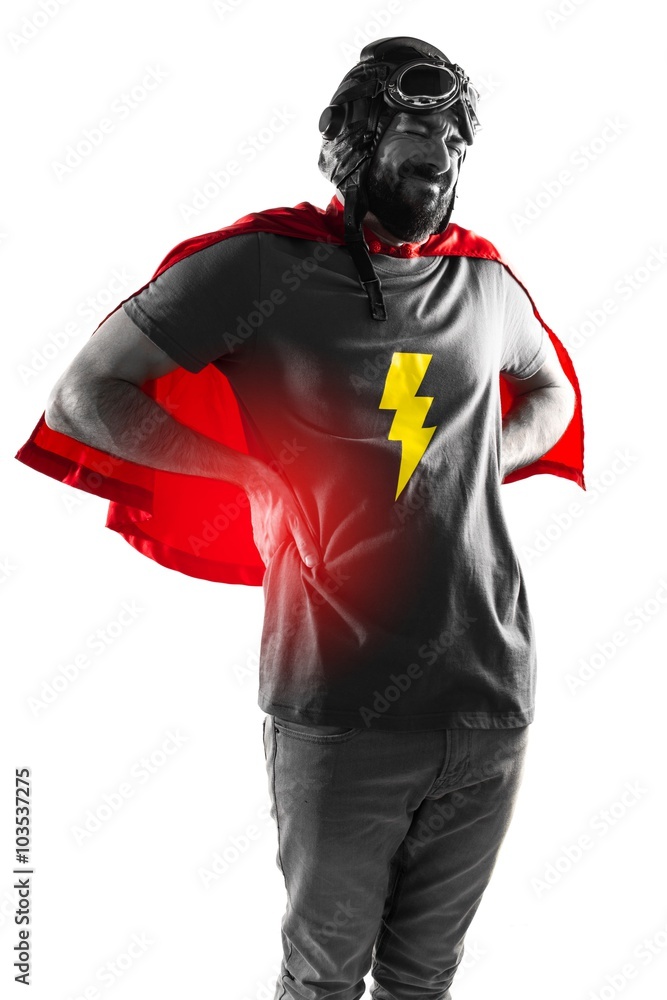 Wall mural superhero with back pain