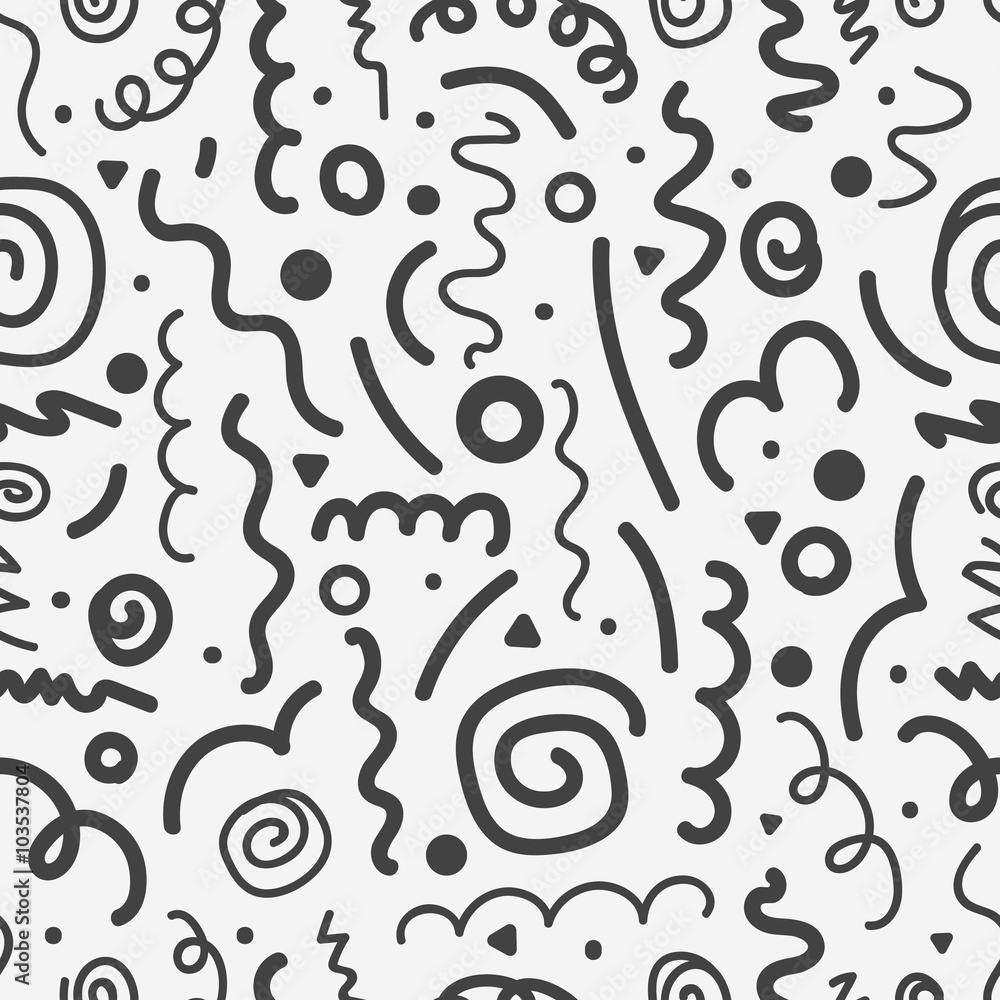 Poster different hand-drawn doodle elements pattern. abstract seamless