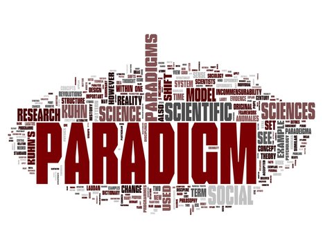 Paradigm related concepts isolated on black background