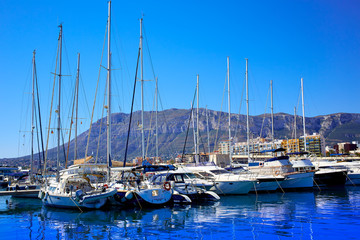 Obraz premium Denia marina Port and Montgo in Alicante at Spain