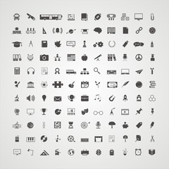 School and education 120 icons grey background