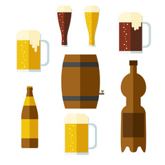 Beer. Flat icons set