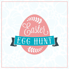 Happy Easter. Vector Vintage Holiday Badge. Vector Template for Greeting Card. Floral Background. Happy Easter Day, Easter Sunday, Easter Greeting Card