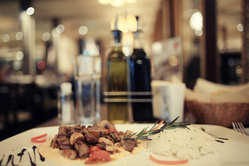 Italian restaurant serving table background