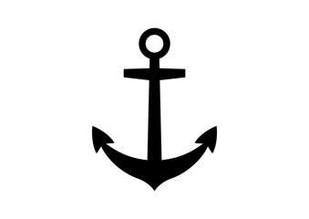 Black anchor icon on white background