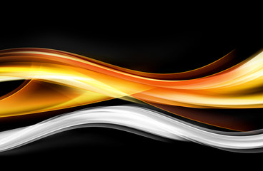 Orange White Waves Abstract Design