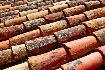 Arabic roof tiles pattern texture in Teruel Spain