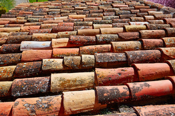 Arabic roof tiles pattern texture in Teruel Spain