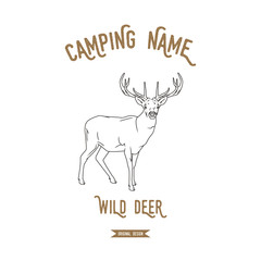 Deer vector illustration. European animals silhouettes vintage.