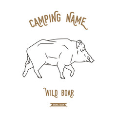 Forest boar vector illustration. European animals silhouettes