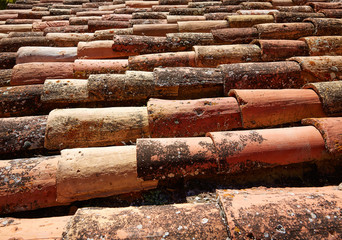 Arabic roof tiles pattern texture in Teruel Spain