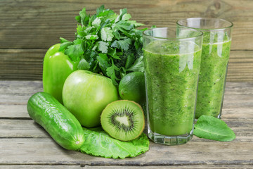Fresh Green Smoothie from Fruit and Vegetables