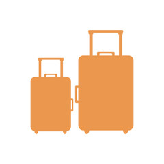 Stylized icon of colored suitcases on a white background