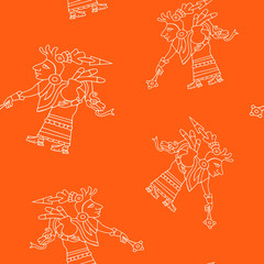 Seamless pattern with symbols from Aztec codices for your design