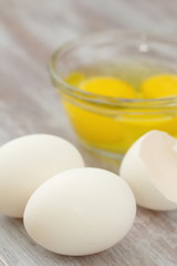 Fototapeta na wymiar Raw chicken eggs
