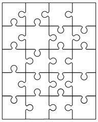 Vector illustration of small white puzzle, separate parts