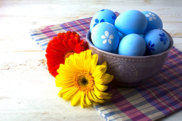 Blue Easter decorated eggs