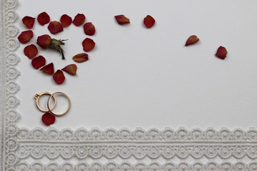 wedding background white lace rose ring