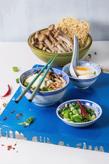 Asian soup ramen with feta cheese