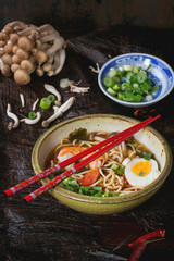 Asian soup ramen with shrimp