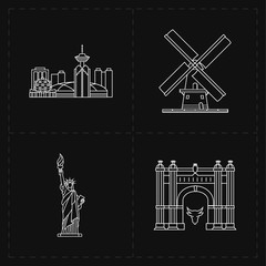 4 flat landmark icons