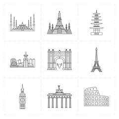 9 flat landmark icons