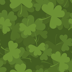 Green clover seamless pattern. 3D background for feast of St. Pa