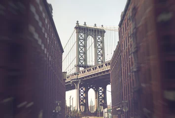 Papier Peint photo New York Manhattan Bridge from Brooklyn, New York, USA