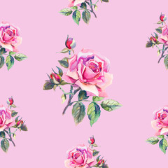 Seamless floral pattern with little watercolor roses. Used for b