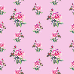 Seamless floral pattern with little watercolor roses. Used for b