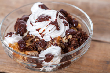 Homemade Dessert With Whipred Cream and Chocolate