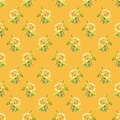 Watercolor roses. Seamless wallpaper floral pattern. Used for ba
