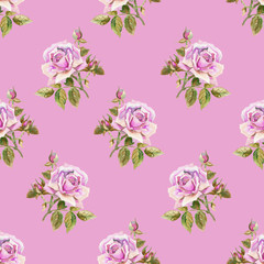 Watercolor roses. Seamless wallpaper floral pattern. Used for ba