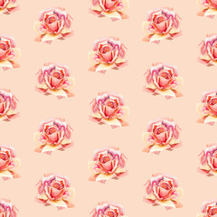 Watercolor roses. Seamless wallpaper floral pattern.