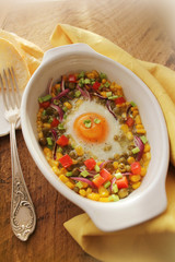 Breakfast -fried  egg with vegetables