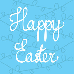 Stock vector happy easter design isolated calligraphic text card background with floral motif for your design