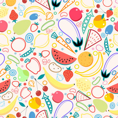 Seamless pattern fruits and vegetables