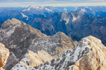 Beautiful landscape panoramic view of Himalayas, himalayan mountains, Nepal.