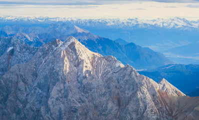 Beautiful landscape panoramic view of Himalayas, himalayan mountains, Nepal.
