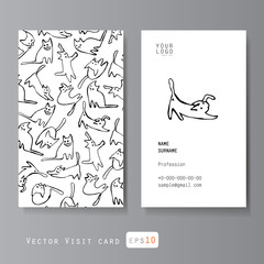 Vector visit card template with funny cats