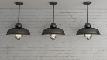 Industrial interior light design and decoration 3d Render images for your work.